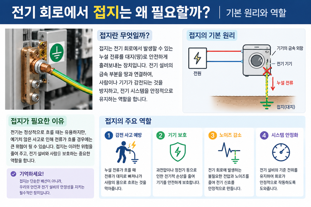 전기 접지의 원리와 역할 인포그래픽